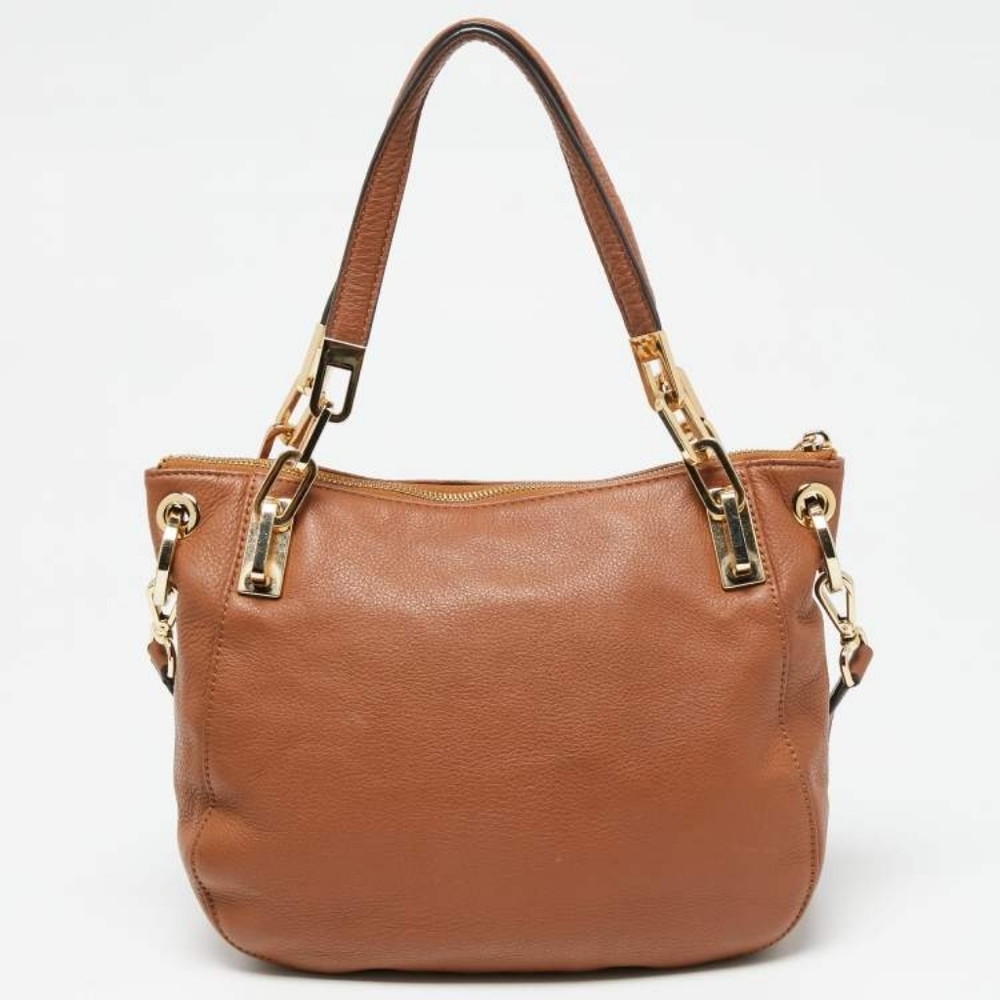 Michael Kors MK Brooke Tan Brown Leather Shoulder Crossbody Bag - Picture 2 of 8